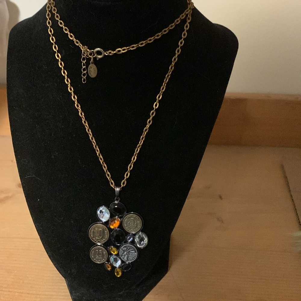 SHE Fashions Coin necklace fall colours 28”*